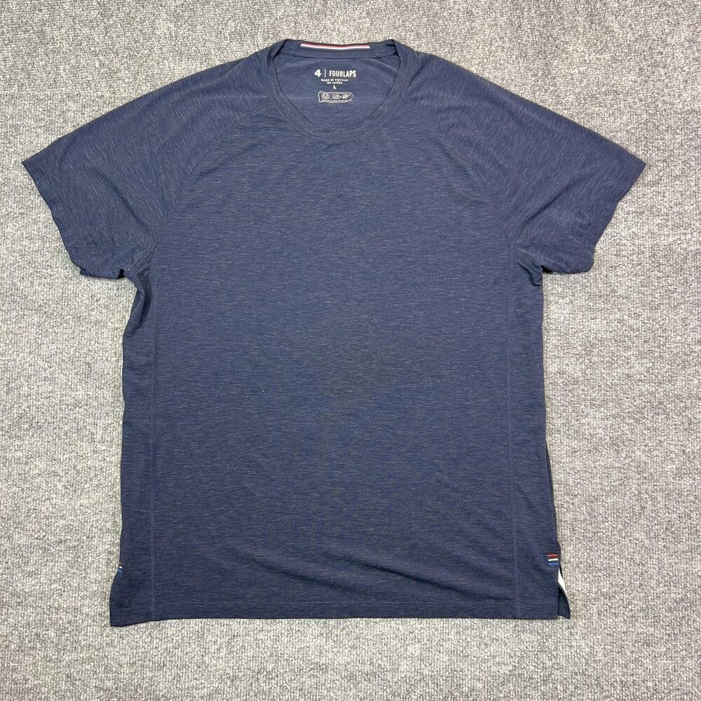 Fourlaps Shirt Mens Large Blue Short Sleeve Lightweight Athletic Running Tee Top